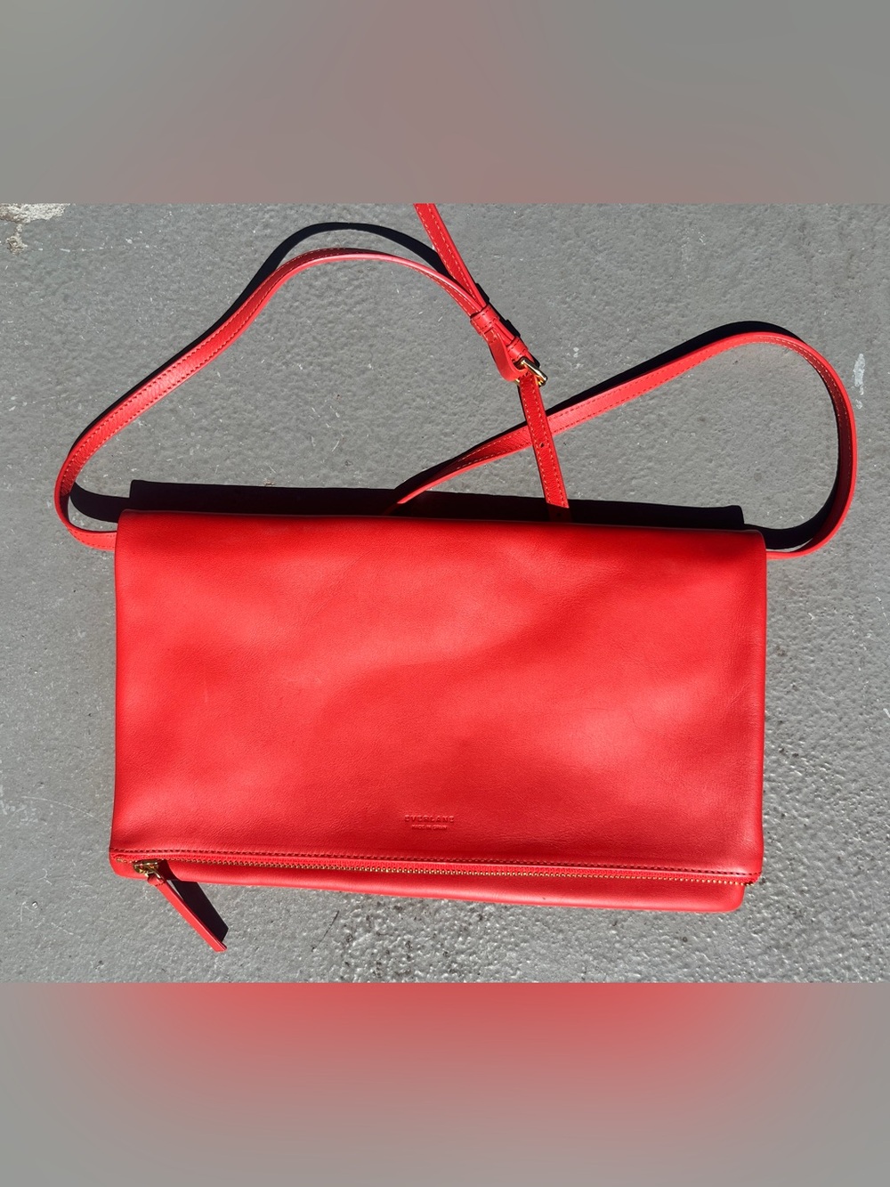Everlane Foldover Crossbody Bag in Bright Red - 100% Leather